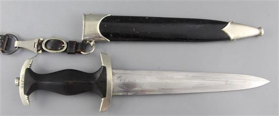 A Third Reich SS dagger with hanger, 15in.